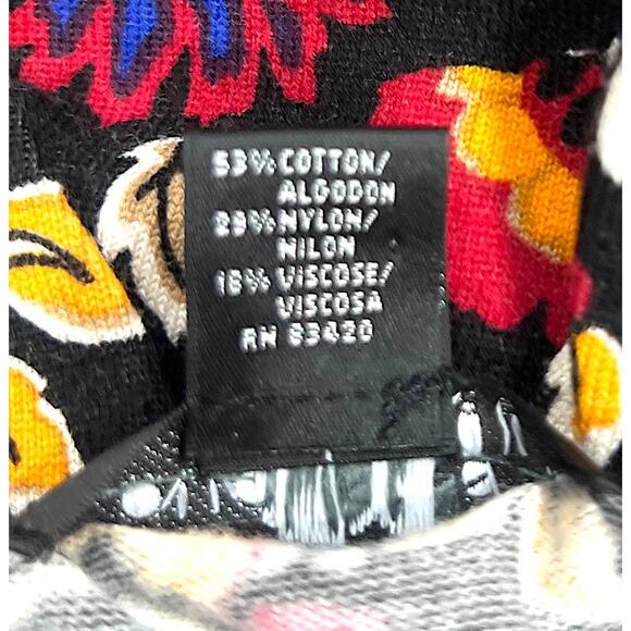 August Silk Heritage Cardigan Women's LG Black Red Yellow Boho Floral Sweater - Picture 5 of 6